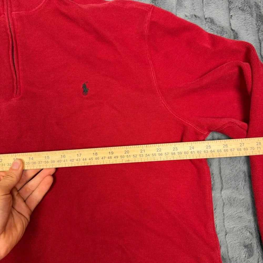 Polo Ralph Lauren Mens XL Red 100% Cotton Quarter Zip Pullover Sweater Pony Logo